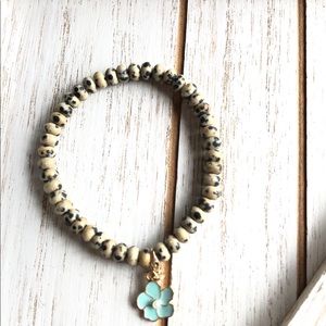 Black and Tan Beaded Stretch Bracelet